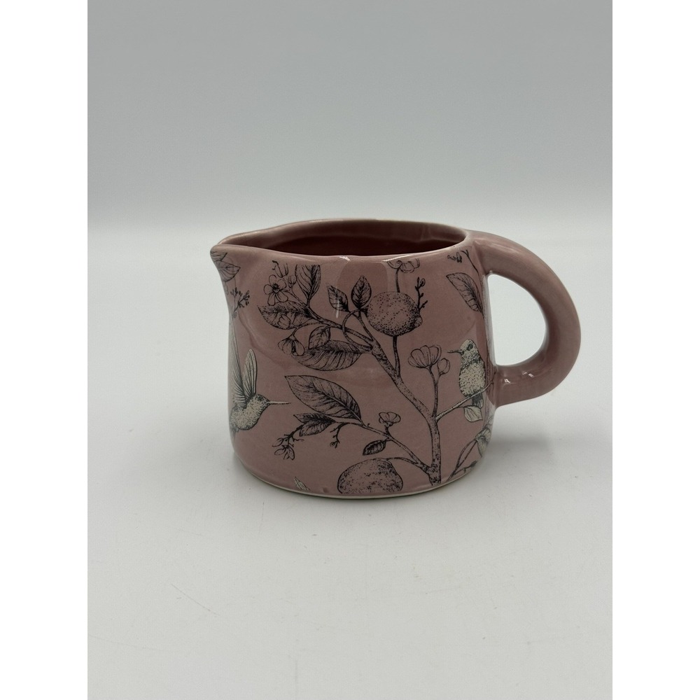 Dusty Rose Creamer with Hummingbird and Tree Design